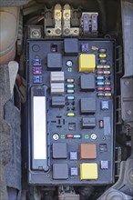 Car fuse box with relayes and fuses