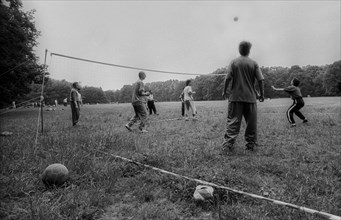 Germany, Berlin, 27 June 1991, Football in Treptower Park, Europe