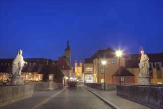 Old Main Bridge in Wuerzburg, Wuerzburg, Lower Franconia, Bavaria, Germany, Europe