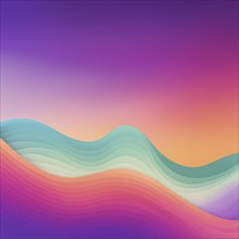 Abstract wavy shapes with gradient pastel colors resembling a sunset landscape, AI generated