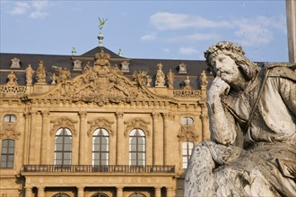 Wuerzburg Residence with Frankonia Fountain, Wuerzburg, Lower Franconia, Bavaria, Germany, Europe