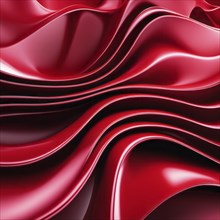 Smooth red satin fabric with luxurious folds creating a glossy and elegant texture and vibrant