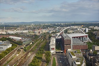 Cologne city buildings seen from the top of Cologne Koeln Triangle building