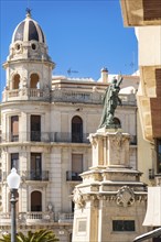 Statue at the viewpoint at the end of Rambla Nova, the Balcón Mediterráneo, balcony overlooking the