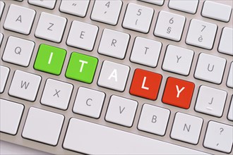 Italy in green white and red on white keyboard