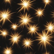 Bright, golden sparklers lighting up the night sky resembling stars, AI generated