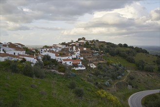 Monsaraz village at dawn with stormy wather in Alentejo, Portugal, Europe