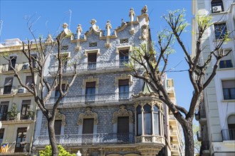 Prestigious house with Art Nouveau façade and bay window on the Rambla Nova in Tarragona, Spain,