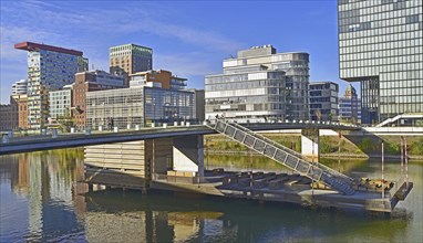 The jetty and the buildings in the media harbour