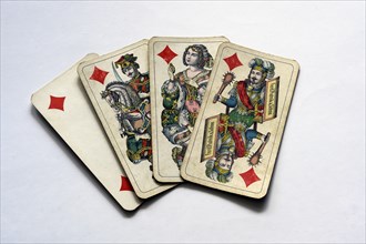 Old playing cards of diamonds by Ferdinand Piatnik and Sons around 1900, Vienna, Austria, Europe