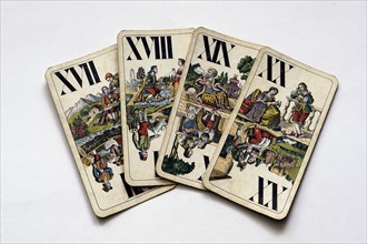 Old 17-20 playing cards by Ferdinand Piatnik and Sons from around 1900, Vienna, Austria, Europe