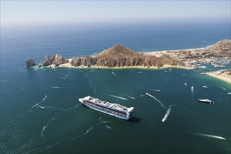 Cruise ship off Cabo San Lucas, Cabo San Lucas, Baja California Sur, Mexico, Central America