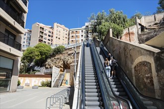 Escalators in the city centre of Tarragona, Spain, Europe