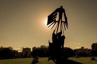 Porto Alegre, Rio Grande do Sul, Brazil, March 29, 2021: Beautiful silhouette photo of the monument