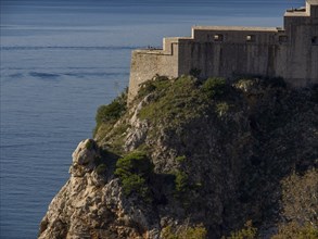 Historic castle on a rock overlooking the calm sea, dubrovnik, Mediterranean, Croatia, Europe