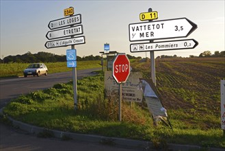 Signposts near Etretat, Normandy Signpost, fields, Etretat, Normandy