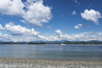 Pebble beach in Rebecca Spit Marine Provincial Park on Quadra Island, Canada, North America