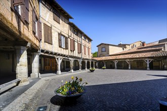 Central place of Lautrec Village, Tarn, France, Europe