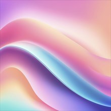 Abstract image with soft, pastel smooth waves and gradients in pink, blue, purple, and orange, AI