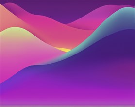 Minimalist abstract with gradient wavy shapes in pink, purple, and blue tones, AI generated