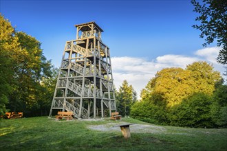 Saint Rigaud mountain and his observation tower, Le Beaujolais, France, Europe