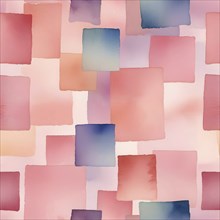 Watercolor squares in shades of pink and blue creating an abstract, soft, and minimalistic