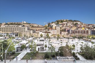 Lisboa, Portugal, July 20 2016: Day view over Martim Moniz plaza and Castelo de São Jorge, Europe