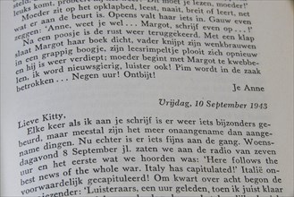 Amsterdam, Netherlands. October 2023.Excerpts from the diary of Anne Frank