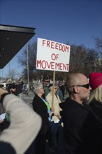 CHRISTCHURCH, NEW ZEALAND, JULY 24, 2021, Detail of a placard at a protest rally at the Bridge of