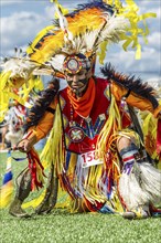 Coeur d'Alene, Idaho USA, 07-23-2016. Young dancers participate in the Julyamsh Powwow on July 23,