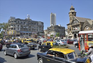 Traffic jam in front of the Crawford Market or Mahatma Jyotiba Phule Market, Mumbai, Maharashtra,