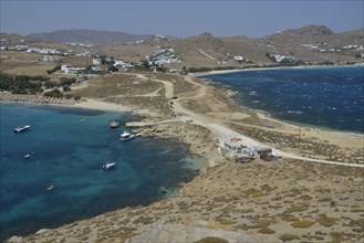 Double beach of Kalafati, Mykonos, Cyclades, Greece, Europe