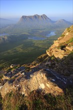 View of Suilven and Cul Mor, Sutherland, Scotland, Great Britain