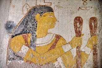 Wall painting of Queen Qalhata in her grave, el-Kurru, Northern State, Nubia, Sudan, Africa