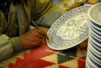 Potter painted plate, pottery, Avanos, Cappadocia, Turkey, potter, plate, Asia