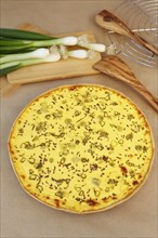 Swabian cuisine, salted cream cake with spring onions, hearty cake, salty short pastry, baked, out