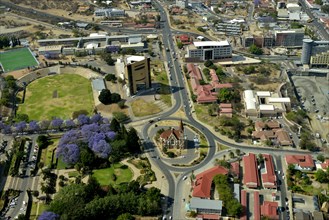 Christ Church and Independence Memorial Museum, aerial view, Windhoek, Namibia, Africa