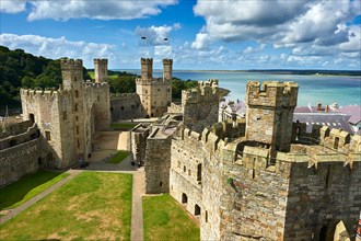 Caernarfon or Carnarvon Castle built in 1283 by King Edward I of England, Gwynedd, north-west