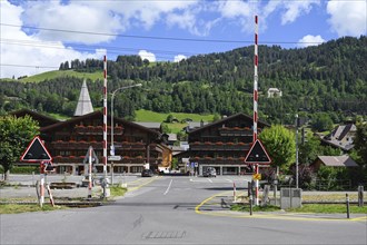 Barrier level crossing, Saanen, Switzerland, Europe