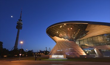 BMW World in evening light, Munich, Bavaria, Germany, Europe