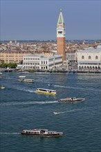 Boat traffic in front of the Campanile San Marco or the Markus Tower and Doge's Palace, San Marco