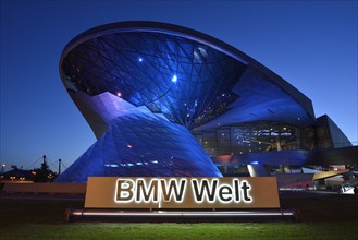 BMW World in evening light, Munich, Bavaria, Germany, Europe