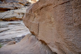 Inscriptions from the Dadanite period at Jabal Ikmah, petroglyphs, near AlUla, Medina province,