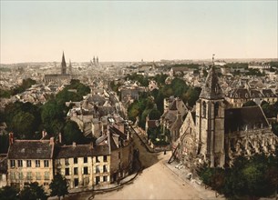 General view, Caen in Normandy, France, c. 1890, Historic, digitally enhanced reproduction of a