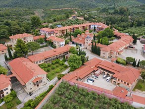 Aerial view, Evangelismos tis Theotokou, Orthodox Women's Monastery, Ormylia, Dimotiki Enotita