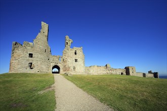 Dunstanburgh castle, Northumberland national park, England, United Kingdom, Europe