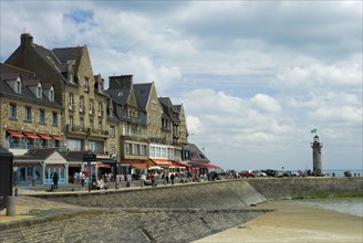 Restaurants and quay, Cancale, Brittany, France, Europe