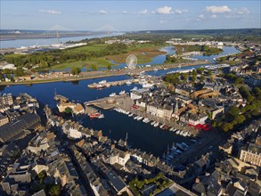 Aerial view, Honfleur, Calvados, Côte Fleurie, Basse Normandie, English Channel, France, Europe