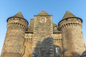 Bousquet castle from the 14th century, classified as a historical monument. Montpeyroux, Aveyron,