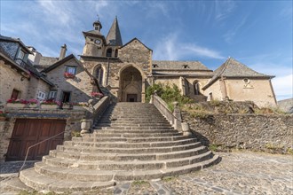 Saint-Fleuret d'Estaing church in the town of Estaing, historical monument. Aveyron, France, Europe